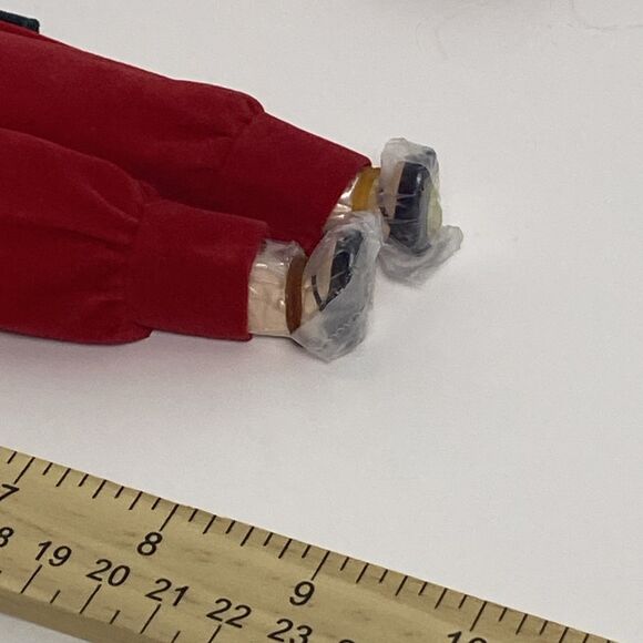 Vintage Porcelain Christmas Boy Doll in Velvet Outfit Girl Doll Handbag Gold - Picture 10 of 16